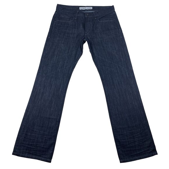 Express Jeans Mens 32x32 Rocco Slim Fit Boot Cut Dark Wash Denim 90s Revival Y2K - Picture 1 of 16